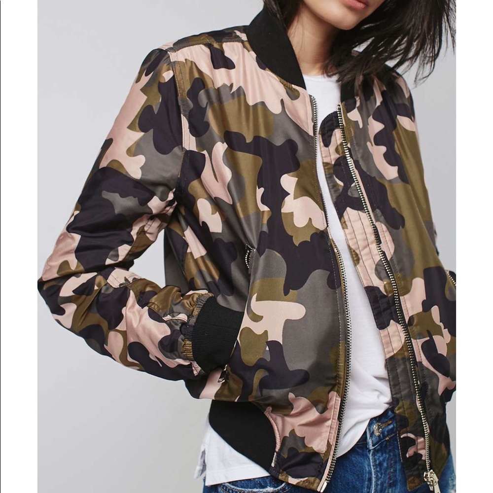 Topshop camo bomber jacket